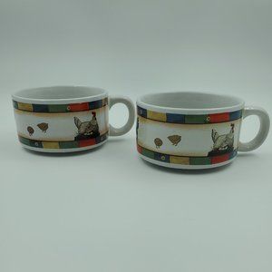 Warren Kimble Hen Chicken Chick Stoneware Soup Chili Coffee Mugs